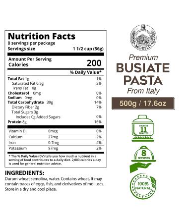 Organic Morelli Spiral Pasta - Protein-Rich Italian Durum Wheat Semolina Pasta - Ancient Grains, All Natural Gourmet - Busiate (Trofie Gemelli) 17.6 Oz, Pack of 2 - Buy Online on SooperMarket.com