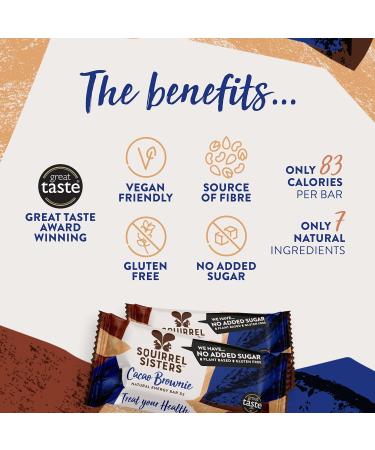 Squirrel Sisters Cacao Brownie Snack Bar No Added Sugar Vegan Gluten-Free Nutrition Bars Plant-based Snacks for Adults and Kids Box of 16 x 40 grams Cacoa Brownie - Buy Online on SooperMarket.com