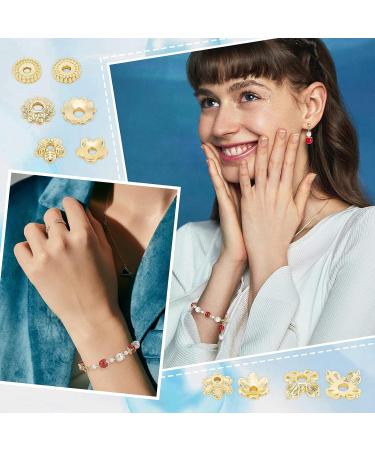 PandaHall 144pcs 24K Gold Plated Flower Bead Caps - 12 Styles Brass End Caps for DIY Jewelry Crafts - Buy Online on SooperMarket.com