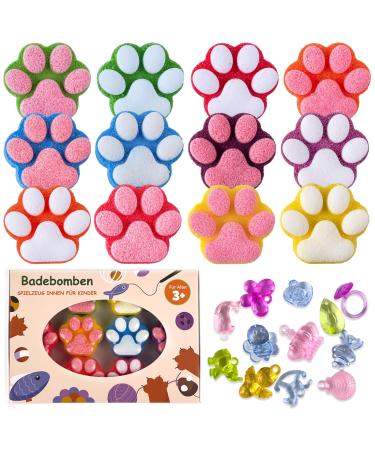 Pfoten bomb bomb for children with a surprise inside 12PCs colorful handmade natural bathing ball with crystal toys bubble bomb set for girls and boys for Christmas birthday