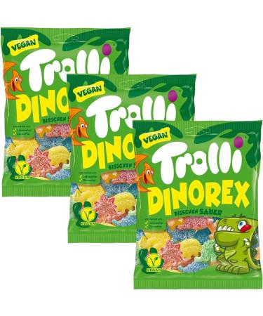 Trolli Dinorex Sour Gummy Candy Chewy Sweets Vegan Lactose & Gluten Free 6 Fruity Flavours 150g - 3x Share Bags - Buy Online on SooperMarket.com