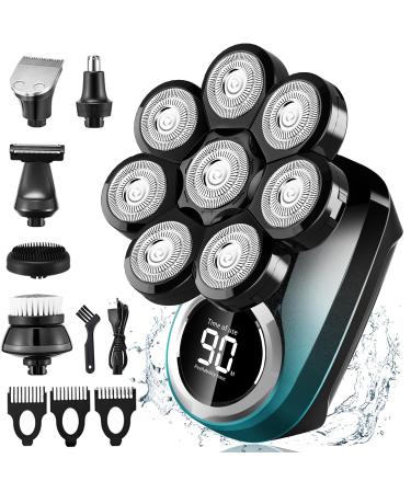 Head Shaver for Men 8D Upgraded 6-in-1 Head Shaver for Bald Men Waterproof Wet/Dry Electric Shaver Razor Beard Grooming Kit for Men Cordless Rechargeable Shaver for Men Gradient Blue