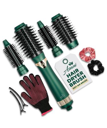 Asani Hot Air Brush - Multipurpose Blow Dryer Brush with Interchangeable Heads Heated Round Brush for Curling or Straightening Volumizer and Styling Tool for All Hair Types