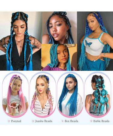 Tess Braids Extensions Blue 60 cm | Jumbo KanCalon Hair for Box Braids | 100g #48 Ombre - Premium Quality Hair Extensions - Buy Online on SooperMarket.com