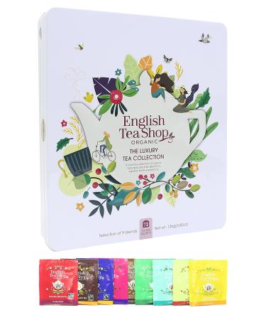English Tea Shop Organic Luxury Gift Tin - 72 Tea Bag Sachets - 6 Different Flavours. 136 g