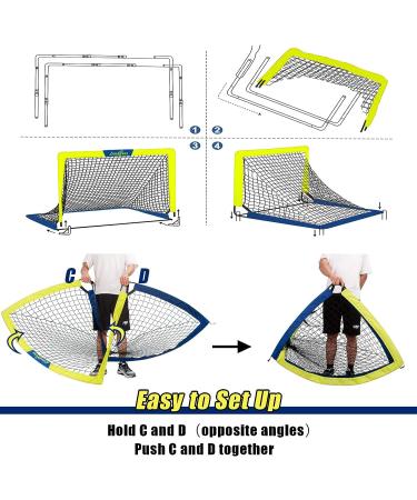 LIBERRWAY Soccer Goal 4'x 3' Portable Kids Soccer Goals for Backyard or Indoor Pop Up Soccer Net with 6 Training Cones  Carrying Bag  8 Ground Stakes  2 Set - Buy Online on SooperMarket.com