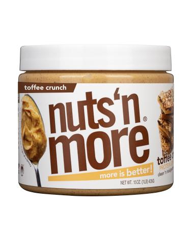 Nuts ‘N More Toffee Crunch Peanut Butter Spread, Added Protein All Natural Snack, Low Carb, Low Sugar, Gluten Free, Non-GMO, High Protein Flavored Nut Butter (15 oz Jar)