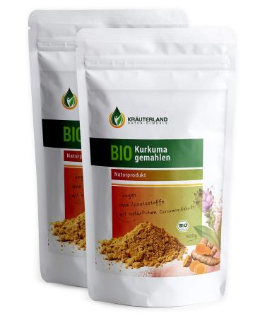 Herbal land ground bio turmeric turmeric root with curcumin 100% pure in 500g / 1000g spice curcuma latte golden milk turmeric tea (2x500g)