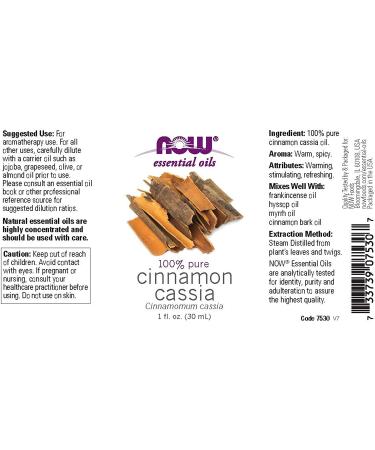Now Foods Cinnamon Cassia Essential Oil 1 fl oz - Pure Natural Aroma - Buy Online on SooperMarket.com