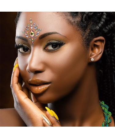 Set of 4 Rhinestone Face Jewels & Festival Gems - Crystal Lemon Temporary Tattoos - Buy Online on SooperMarket.com