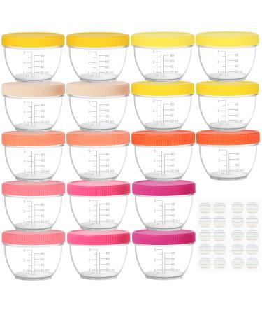 Youngever 18 Sets 120ML Baby Food Storage Re-usable Baby Food Containers with Lids 9 Bright Pink Colors with Lids Labels