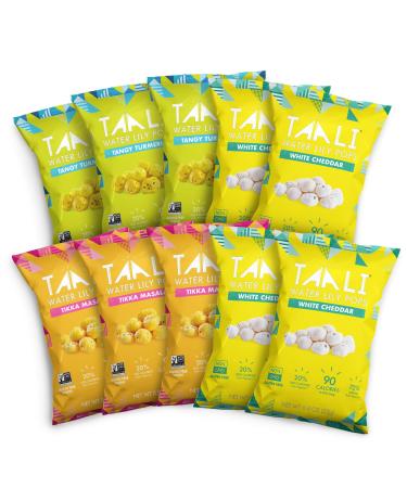 Taali Variety Pack Water Lily Pops (10-Pack) - Three Delicious Flavors  Protein-Rich Roasted Snack  Non GMO Verified - Individual 0.8 oz Bags