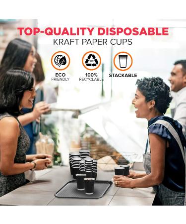 Fit Meal Prep 50 Pack Disposable Hot Cups - 12oz Black Double Wall Insulated Ripple Sleeves To Go Coffee Cups - Kraft Hot Beverage for Chocolate Tea and Cocoa Drinks - Sturdy and Eco Friendly 50 8 oz - Buy Online on SooperMarket.com