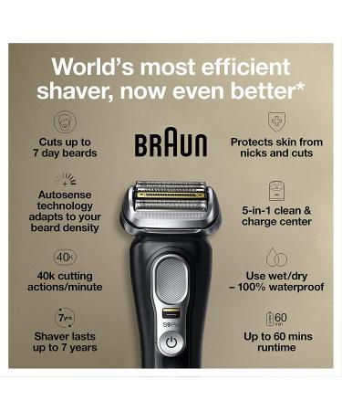 Braun Series 9 Pro 9460cc Waterproof Foil Shaver for Men - Wet & Dry Shave with ProLift Beard Trimmer, 5-in-1 Cleaning & Charging SmartCare Center - Atelier Black - Buy Online on SooperMarket.com