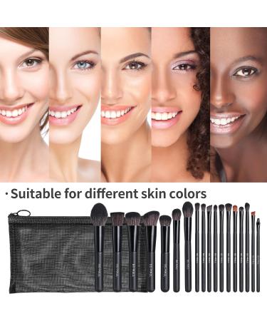 BS-MALL 18 Pcs Premium Synthetic Makeup Brush Set with Black Bag - Perfect for Foundation, Powder, Concealers, Eye shadows, and Blush - Buy Online on SooperMarket.com