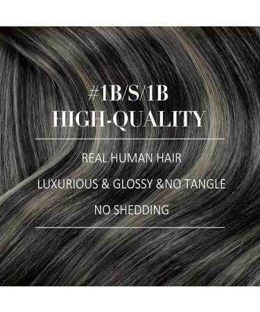 Youngsee Clip-in Extensions | Real Hair Ombre Black Silver 35cm | Balayage 120g | 7PCs | International Shipping - Buy Online on SooperMarket.com