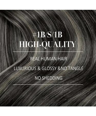 Yongsee Real Hair Clip-In Ombre Extensions 45cm - Black Silver Balayage Remy Hair 120g 7PCs - Buy Online on SooperMarket.com