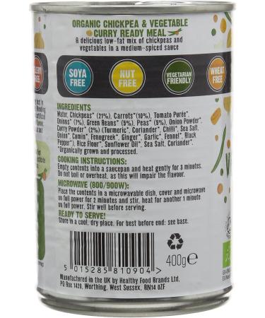 Organic Chickpea and Vegetable Curry 400g - Gluten-Free & Easy to Prepare - Buy Online on SooperMarket.com
