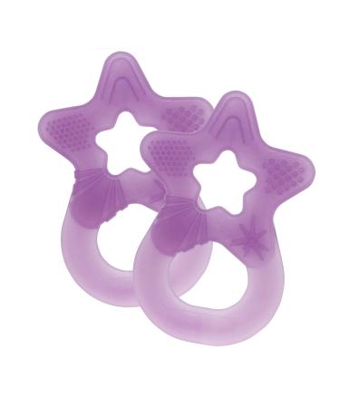 Dentistar Beißring 2 Set-Teether for Babies & toddlers from 3 months-Baby bite ring with a handle made of soft material for dental aid & massage-Made in Germany-purple