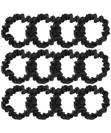 Lusofie 12Pcs Black Satin Hair Scrunchies Elastic Silk Scrunchies Black Scrunchies Hair Ties Ponytail Holder for Women Girls(2.36Inch) S(2.36 Inch) Black