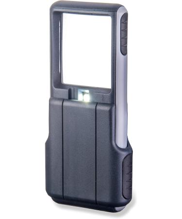 Carson PO-25 MiniBrite LED Lighted Pocket 3x Magnifier | Grey | Built-in Sliding Lens Cover | 2.0 x 0.6 x 4.5 inches - Buy Online on SooperMarket.com