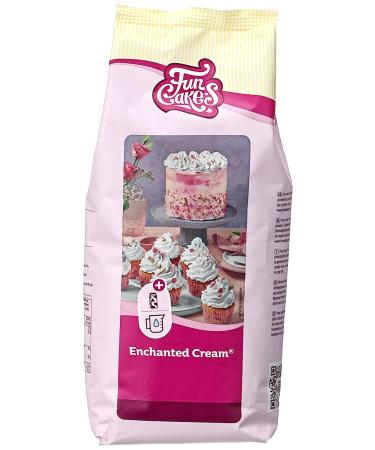Funcakes Mix for Enchanted Cream : easy to use very light and fluffy snow -white cream perfect for filling and covering cakes or as a covering for cupcakes halal. 900 g vanilla 900 g