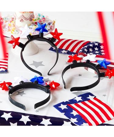 JOYIN 3 Pcs Patriotic LED Headbands - Light Up American Flag Star Headband for 4th of July - Red Blue White Accessories for Women Men - Buy Online on SooperMarket.com