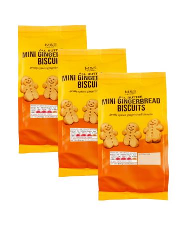 M&S Marks & Spencer Scottish All Butter Mini Gingerbread Biscuits Gently Spiced Vegetarian - 3 x 100g Bags
