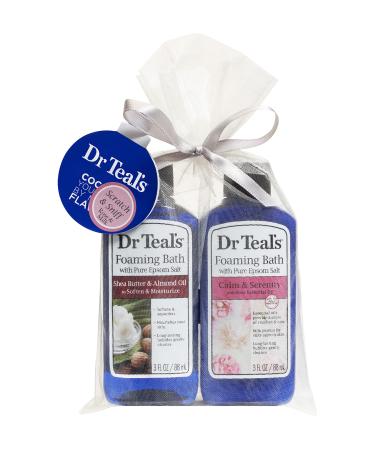 Dr Teal's Foaming Bath Holiday Gift Combo Pack (6 fl oz Total): Soften & Moisturize with Shea Butter & Almond Oil and Calm & Serenity with Rose Essential Oil. Treat Your Skin Senses and Stress