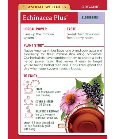 Traditional Medicinals Organic Echinacea Elderberry Herbal Tea - 32 Tea Bags Total, Immune Function Support, Pack of 2 - Buy Online on SooperMarket.com