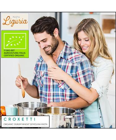 Certified Organic Ligurian Croxetti Coin Pasta from Montoggio, Italy - 17.64 oz (Pack of 2) with Free Premium Rhino Basil Leaves - Buy Online on SooperMarket.com