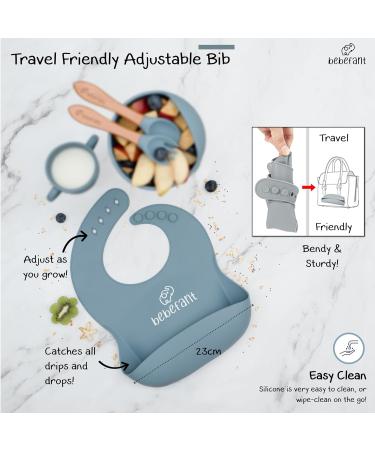 Bebefant Baby Weaning Set | Suction Bowl, Plate, Cup, Bib, Fork & Spoon | Baby Led Weaning Feeding Set (Large Blue) - Buy Online on SooperMarket.com