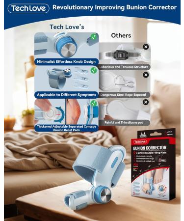 Tech Love Bunion Correctors for Women & Men Adjustable Knob Double Correction Toe Separator for Big Toe Relief Bunion Splints Hammer Toe Straightener with Silicone Pad Comfortable Effective (1PC) Blue - Buy Online on SooperMarket.com