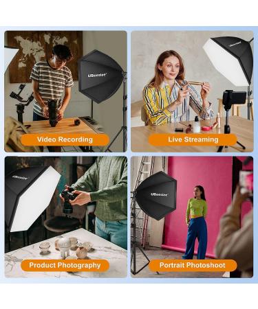 UBeesize Softbox Photography Lighting Kit - Professional 30x30 Hexagon Softbox with 2pcs 40W Daylight Bulbs for Portraits, Advertising, and Video Recording - Buy Online on SooperMarket.com