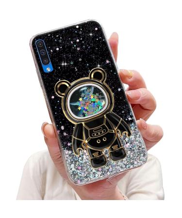 Tivenfezk Nadoli for Samsung Galaxy A70 Treisand B r Astronaut Hidden Stand Shell caricature glitter astronaut stand Soft silicone bling cell phone case.
