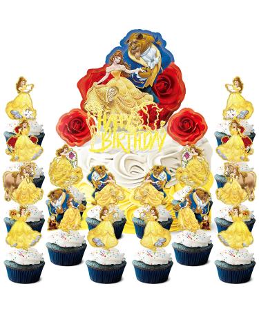 Party Supplies for Belles Cake Topper Cupcake Toppers Theme Brightness Happy Birthday Supplies Favors