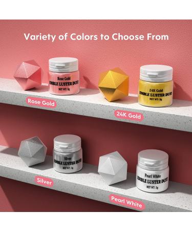 Nomeca Luster Dust Edible Set - 4 Vibrant Colors for Cake Decorating, Baking, and More - Food Grade Shimmer Powder Glitter - 3g/Bottle - Buy Online on SooperMarket.com