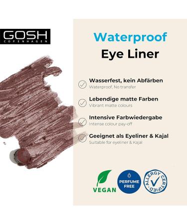 Gosh Matte Eyeliner Intense Black - Creamy Soft Texture High Opacity for Smokey Eyes Vegan & Perfume-Free - 015 Mahogany (1 Pack) - Buy Online on SooperMarket.com