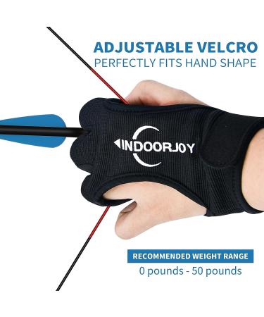 IndoorJoy Archery Gloves - Three Finger Protective Gloves for Men, Women, Teenagers, and Adults - Beginner Archery Accessories for Hunting - Leather Finger Guards - Large Thickened Black - Buy Online on SooperMarket.com