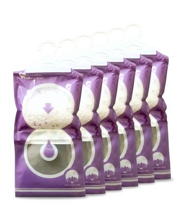 MY TO Wardrobe Dehumidifier Hanging Bags (6 x 190 Grams) Damp Absorber to Prevent Mould Dehumidifiers Disposable Hanging Dehumidifier Bags for Window Caravan Home & Kitchen - Lavender Scented