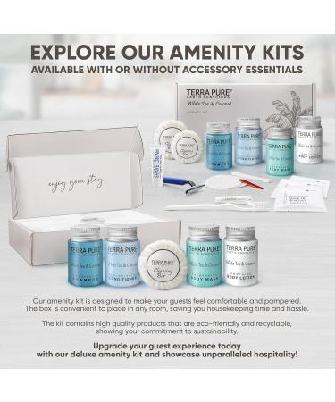 Terra Pure White Tea & Coconut Amenity Kit | Travel Size Shampoo Conditioner Lotion & More | 75 Pieces - Eco-Friendly Luxury Accessories for Hospitality - Buy Online on SooperMarket.com