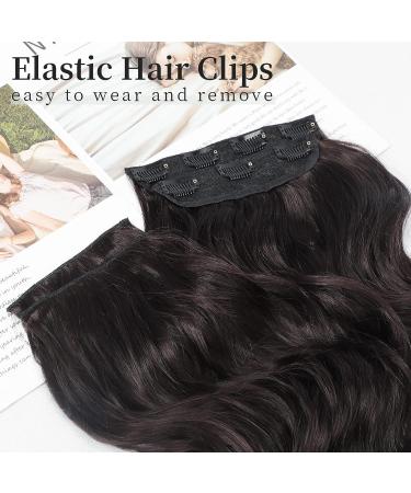 KooKaStyle Dark Brown 20 Inch Long Wavy Clip-in Hair Extensions for Women - 4pcs Thick Hairpiece for Full Head - Buy Online on SooperMarket.com