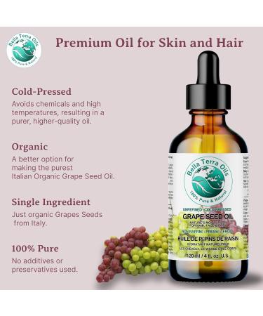 Pure Grape Seed Oil 236 ml Antioxidant-Rich Lightweight Radiant Skin Frizz-Free Hair Silky Touch Bella Terra Oils 236 ml (Pack of 1) - Buy Online on SooperMarket.com
