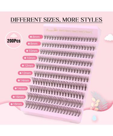 Parriparri 20D-0.07C 200Pcs Cluster False Eyelashes Extension | DIY At Home C Curl Russian Lashes | Individual 8-16MM Mix - Buy Online on SooperMarket.com