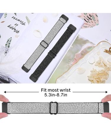 3-Pack Elastic Nylon Bands for Fitbit Inspire 3/2/HR/Ace - Breathable Adjustable Replacement Straps for Women and Men - Bling Black/Silver/Pink - Buy Online on SooperMarket.com