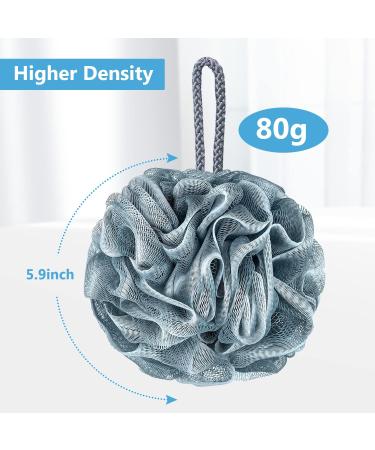 VANZAVANZU Large Luffa Bath Sponge Set of 4 - 80g Mesh Pouf Body Scrubber for Women & Men (Blue-Gray) - International Shipping Available - Buy Online on SooperMarket.com