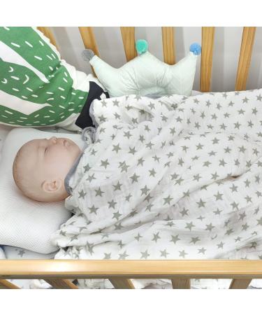 Miracle Baby Muslin Swaddle Blanket - Grey Stars Print, 110x150cm, Cotton, for Boys and Girls - Buy Online on SooperMarket.com