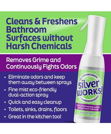 Multipurpose Bathroom Cleaner Spray - Silver Ions Odor Eliminator for Kitchen & Bathroom - Removes Grime Grease & Urine - 16.9oz - Buy Online on SooperMarket.com