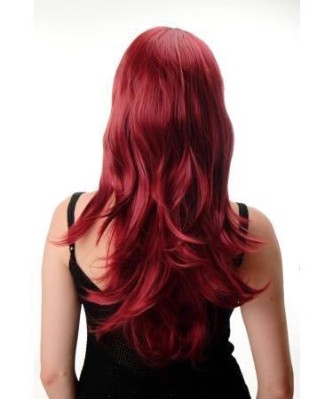 WIG ME UP GFW244A-39 Ladies Wig - Long Straight to Wavy Garnet Red 60cm with Jagged Parting Bangs | Shop Internationally! - Buy Online on SooperMarket.com