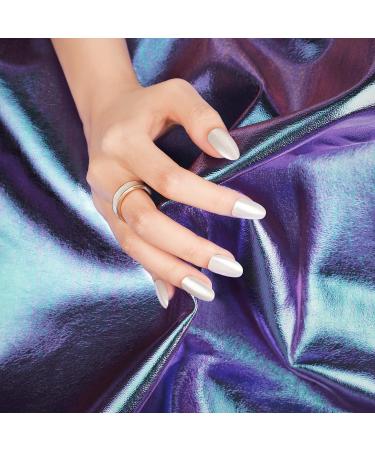 DANNI & TONI 28 Stickers Semi Cured Nail Wraps Soft Self-Adhesive Gel Nail Stickers(Silver Soiree) Pearl Salon-Quality Gel Nail Polish Strips Manicure Stickers Set